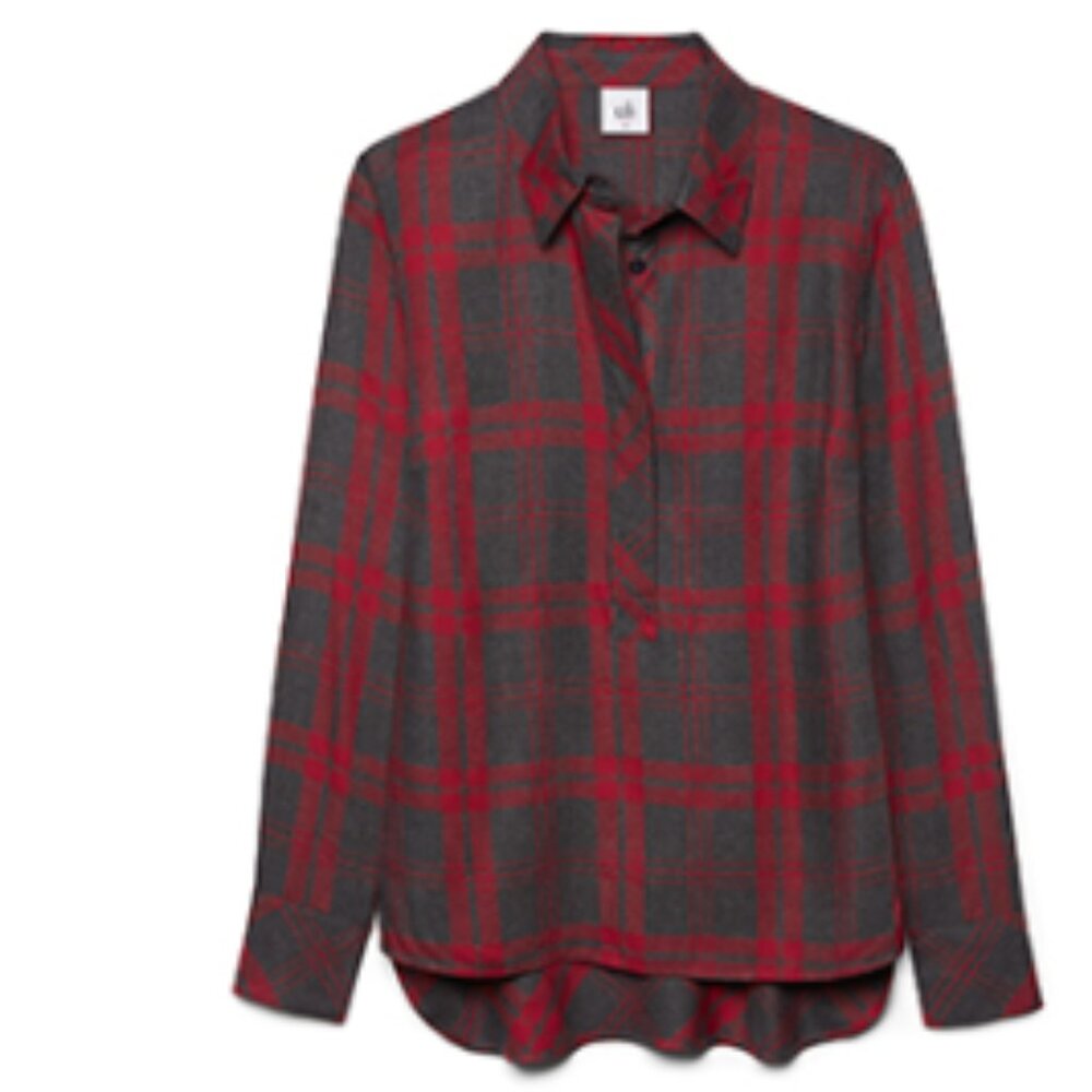 CABi - Cunningham 3587 Plaid Red and Grey long shirt - Med
